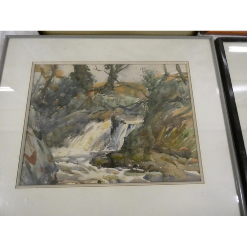 92 - Four vintage pictures to include H G Bowes town scene, Sam Garratt etching etc.