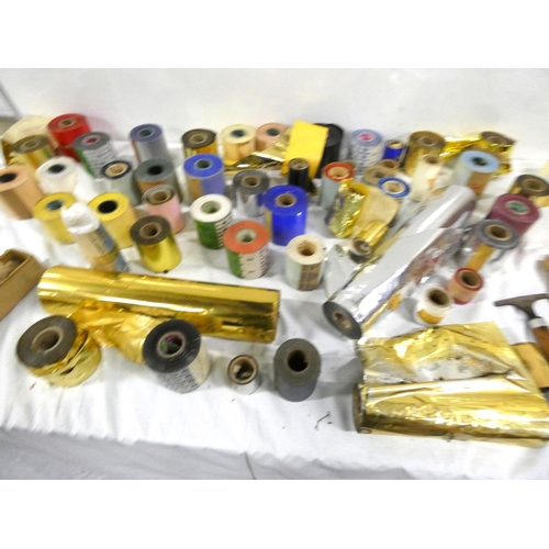 94 - Large collection of book binding hot foils and hot iron.