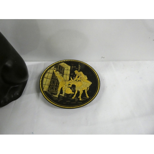 97 - Collection of various vintage ceramics to include 1950's cat lamp base, monkey trinket box etc.