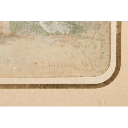 16 - J MACKAY&nbsp;Crossing The Common&nbsp;Watercolour painting, signed and dated 1892 lower right, 11cm... 