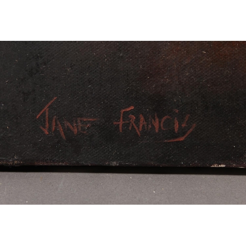 17 - JANE FRANCIS&nbsp;Study of three dogs&nbsp;Oil painting on canvas, signed lower left, 56cm x 64cm, u... 