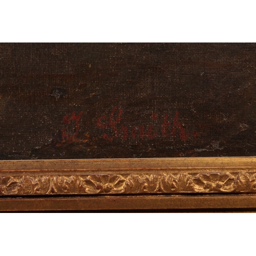 39 - JOHN SMITH Hunting scene Oil painting on canvas, signed lower right, 34cm x 64cm, frame 45cm x 75cm.... 