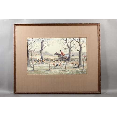 48 - RONALD VICTOR CHATE (20th Century) Pair of hunting scenes Watercolour paintings, signed and dated 19... 