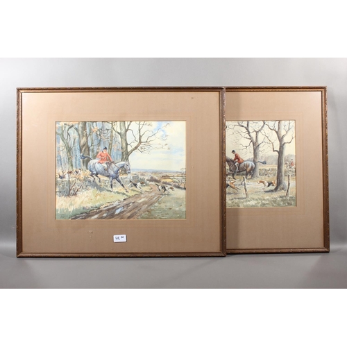 48 - RONALD VICTOR CHATE (20th Century) Pair of hunting scenes Watercolour paintings, signed and dated 19... 