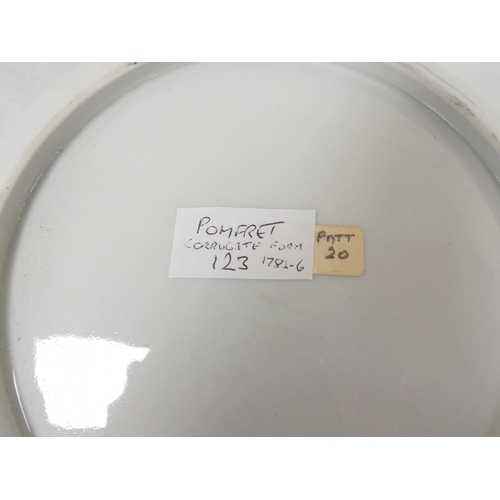 53 - Rare early New Hall bread and butter plate with lobed and corrugated moulding, pattern 20, Chinese f... 