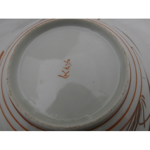 107 - Japanese Arita Shinpo octagonal dish and a Japanese Kutani shallow dish, character marks to the unde... 