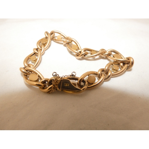 111 - 15ct gold seed pearl and turquoise bracelet, 14.6g gross.