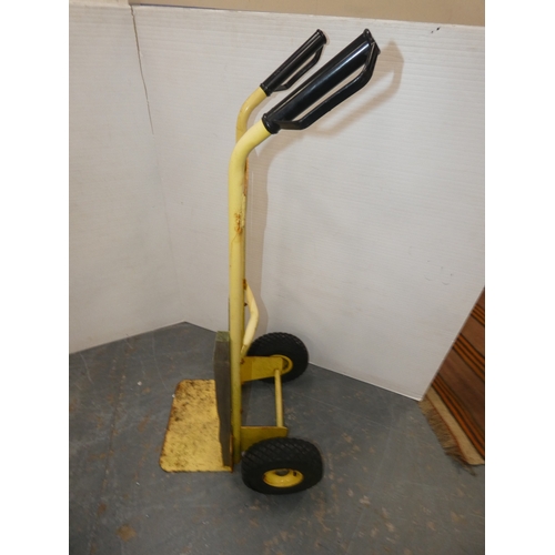 183 - Stanley painted yellow metal sack barrow.