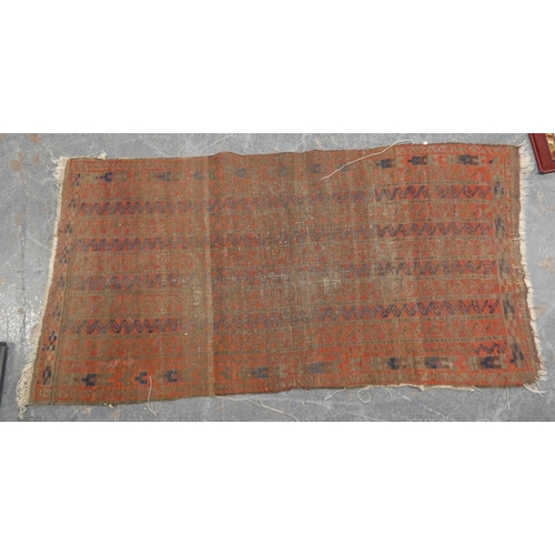 187 - North West Persian Kurdish rug and a Belouch rug (both with wear and tears).&nbsp; (2)