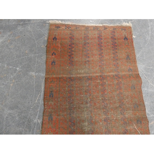 187 - North West Persian Kurdish rug and a Belouch rug (both with wear and tears).&nbsp; (2)