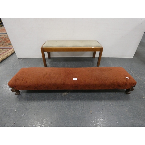 194 - Victorian mahogany fender stool and an oak-framed stool.&nbsp; (2)