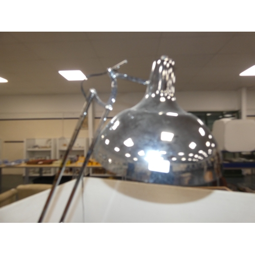 195 - Modern chrome-effect angle poise floor lamp.