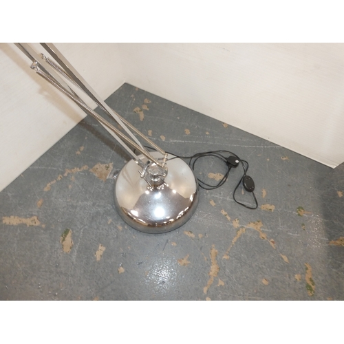 195 - Modern chrome-effect angle poise floor lamp.