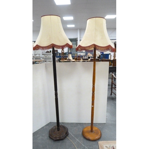 204 - Mahogany fluted floor lamp with shade, and another floor lamp with shade.&nbsp; (2)
