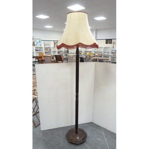 204 - Mahogany fluted floor lamp with shade, and another floor lamp with shade.&nbsp; (2)