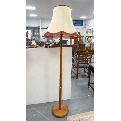 204 - Mahogany fluted floor lamp with shade, and another floor lamp with shade.&nbsp; (2)