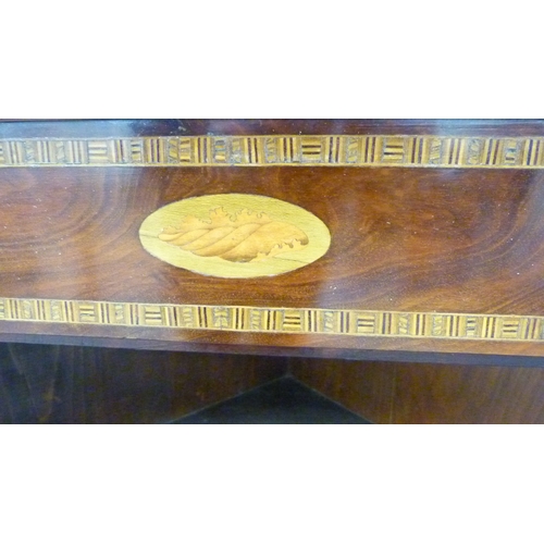 207 - 19th century inlaid mahogany corner cabinet with astragal glazed door.