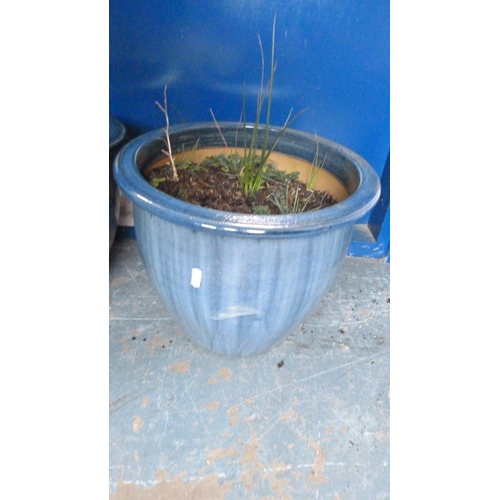 209 - Pair of blue glazed garden planters.&nbsp; (2)