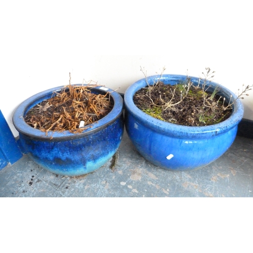 210 - Two blue glazed garden planters.&nbsp; (2)