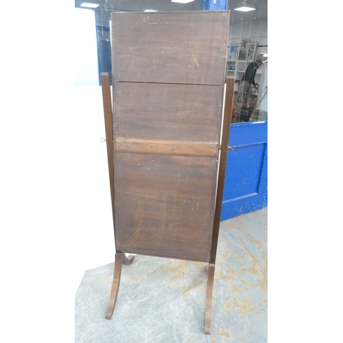 213 - Antique mahogany fluted cheval mirror.