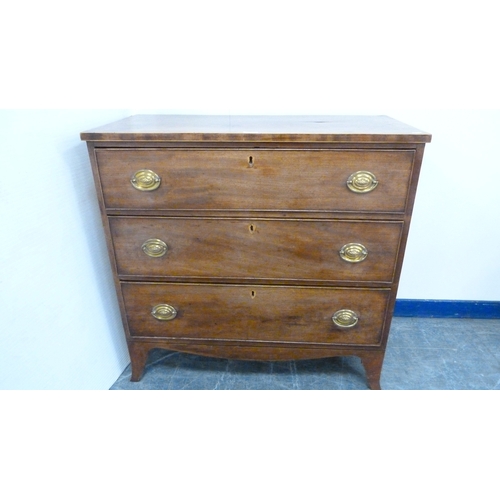 216 - Georgian inlaid mahogany chest of three drawers.