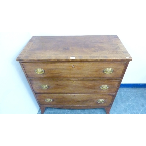 216 - Georgian inlaid mahogany chest of three drawers.