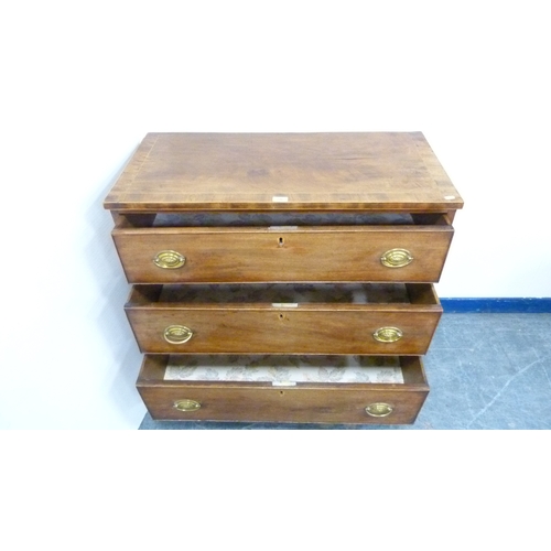 216 - Georgian inlaid mahogany chest of three drawers.