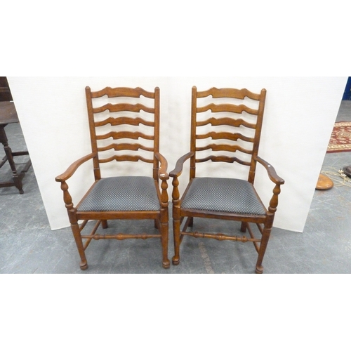 221 - Set of four oak ladder-back open armchairs.&nbsp; (4)
