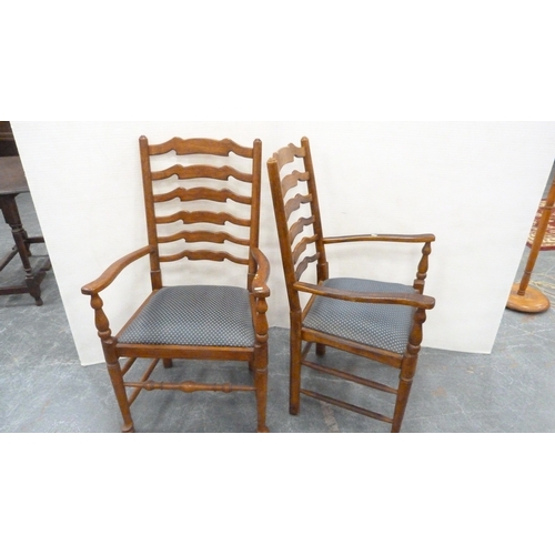 221 - Set of four oak ladder-back open armchairs.&nbsp; (4)