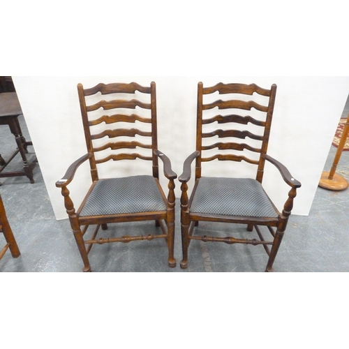 221 - Set of four oak ladder-back open armchairs.&nbsp; (4)