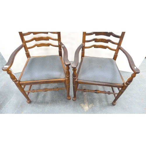 221 - Set of four oak ladder-back open armchairs.&nbsp; (4)