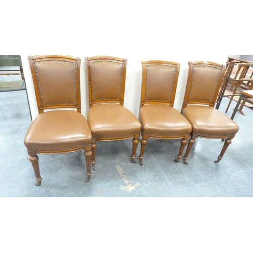 223 - In the Manner of Jas. Schoolbred, LondonSet of four oak dining chairs, c. early 20th century, later ... 