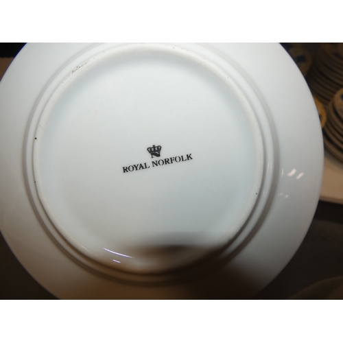 66 - Victorian ashet (a/f), large Royal Norfolk dinner set to include tureen, coffee wares, plates etc (t... 