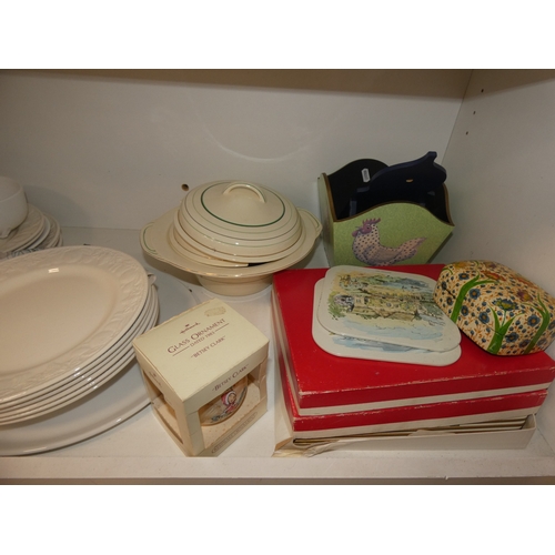 67 - Assorted glassware to include wine glasses, Bristol-style blue glass decanter and stopper, crystal w... 