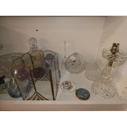 67 - Assorted glassware to include wine glasses, Bristol-style blue glass decanter and stopper, crystal w... 