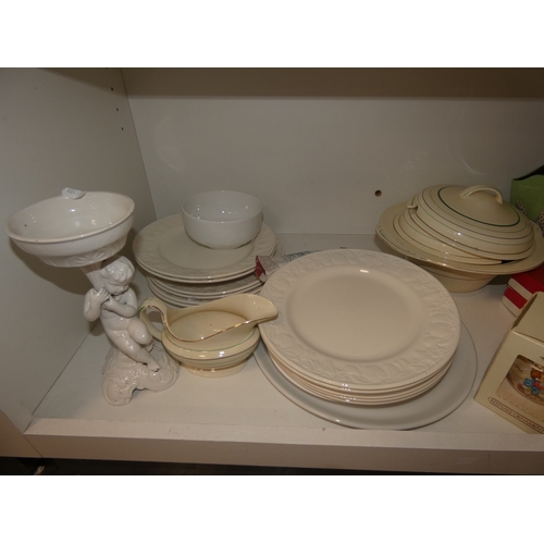 67 - Assorted glassware to include wine glasses, Bristol-style blue glass decanter and stopper, crystal w... 