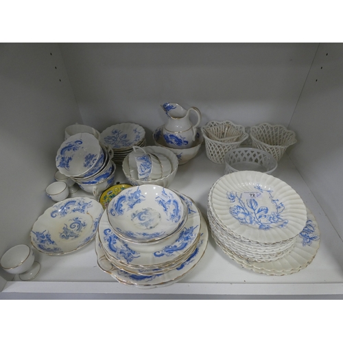 72 - Victorian part tea set with dragon decoration, another Victorian part tea set, floral decorated part... 