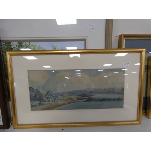 79 - Prints and pictures to include LMS Railway Connemara print by Paul Henry, landscape scenes, and a wa... 