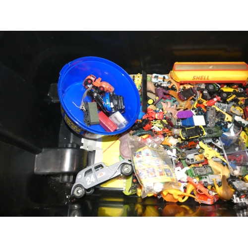 89 - Large collection of playworn diecast models, part Scalextric set, model cars etc.