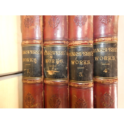 91 - Set of four large volumes of Shakespeare's Works, in tooled morocco and half calf, Imperial edition,... 
