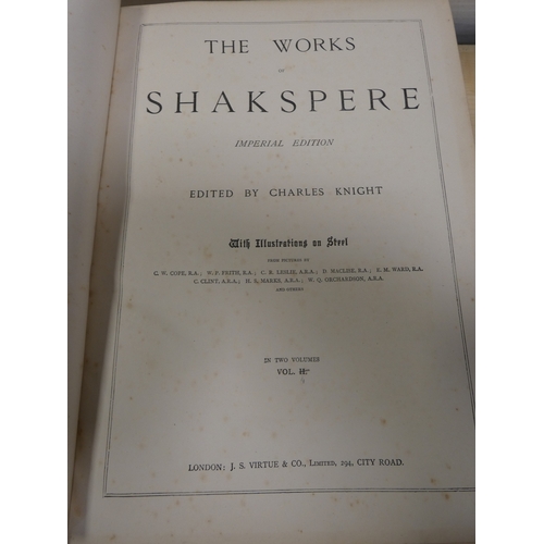 91 - Set of four large volumes of Shakespeare's Works, in tooled morocco and half calf, Imperial edition,... 