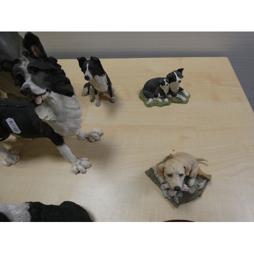 93 - Group of collie figures, Border Fine Arts model 'Puppy Love' A1861, Country Artist Labrador 'Express... 