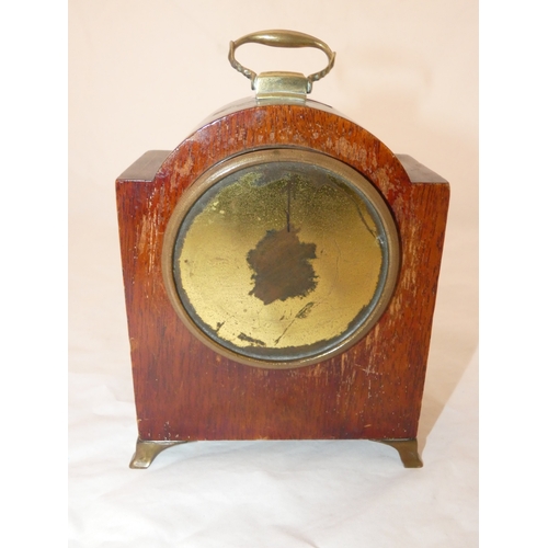 98 - Asprey chinoiserie mantel clock with gilt feet and handle. Height approx. 17cms.