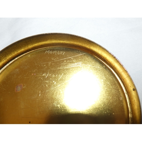 98 - Asprey chinoiserie mantel clock with gilt feet and handle. Height approx. 17cms.