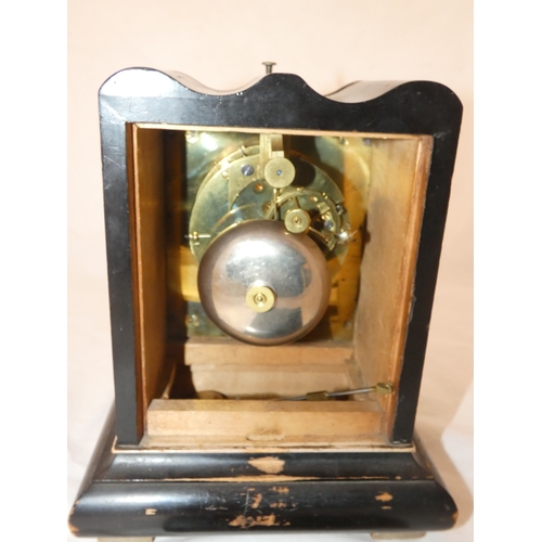 99 - Late Victorian twin train mantel clock by Savoine of Paris, in inlaid case.