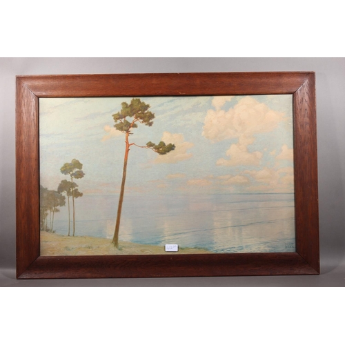 228 - After ERNST DORN (German 1889-1927), Abendstille (evening silence), print, 50cm x 80cm, oak frame 64... 