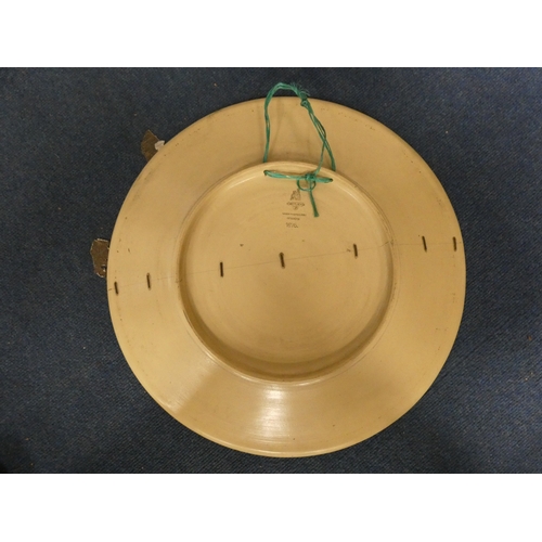 230 - Large Mettlach wall charger decorated with birds and insects in a naturalistic setting (a/f).