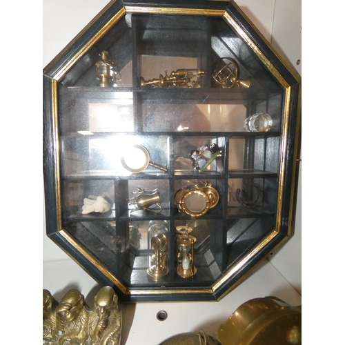 232 - Brassware to include charger, horse brasses, balance scales, animal figures, horse and chariot, and ... 