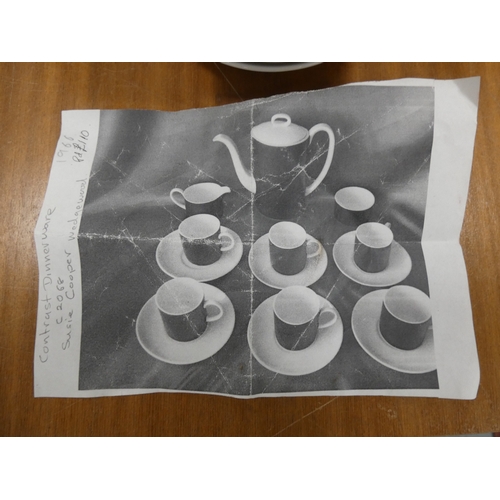 233 - Susie Cooper for Wedgwood 'Contrast' pattern coffee set comprising six cups, six saucers, sugar bowl... 