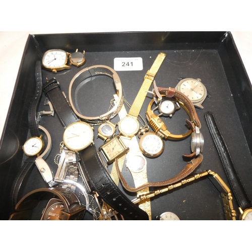 241 - Tray containing ladies' and gents' wristwatches to include Rotary dress watch, Buler antimagnetic wr... 
